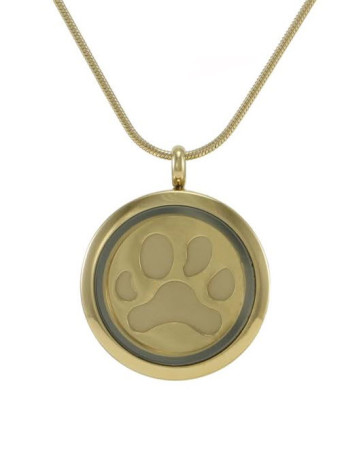 Paw Print Bronze Cremation Pendant with Interchangeable Insert
