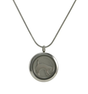 Pewter Silhouette Cat Pendant for Pet Ashes with Interchangeable Insert 