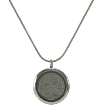 Paw Print Pewter Cremation Pendant with Interchangeable Insert