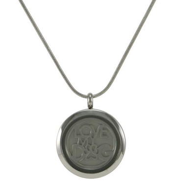 Love Dog Pewter Cremation Pendant with Interchangeable Insert