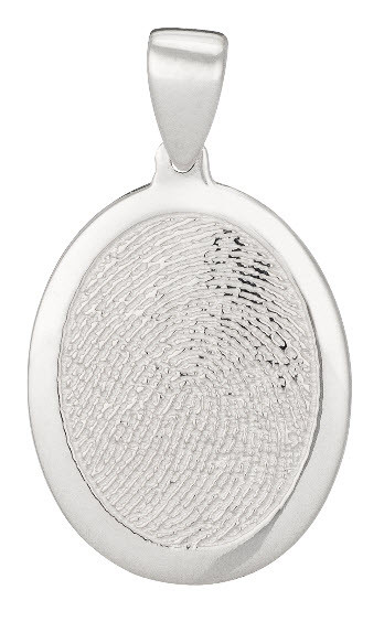 Classic Large Fingerprint Charm with Polished Rim in Sterling Silver