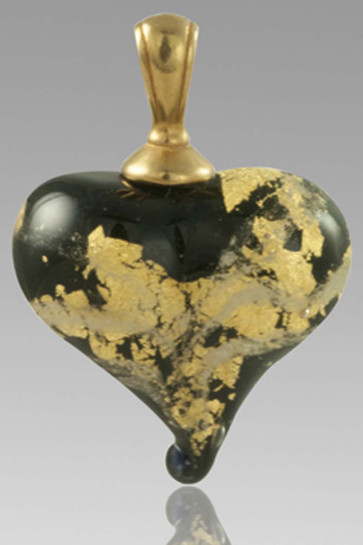 Precious Metals Heart Cremation Pendant - Gold and Black