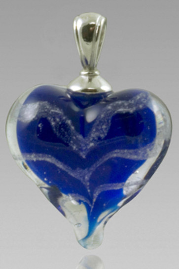 Loving Memory Heart Cremation Pendant - Blue