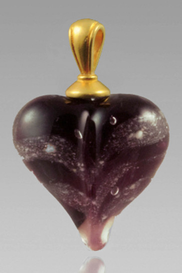 Loving Memory Heart Cremation Pendant - Dark Plum