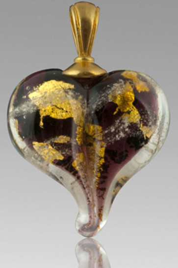 Precious Metals Heart Cremation Pendant - Gold and Plum