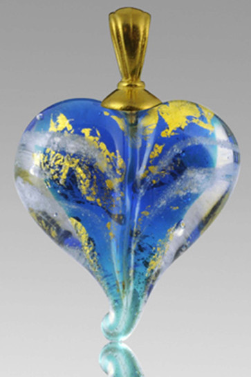 Precious Metals Heart Cremation Pendant - Gold and Pulsar