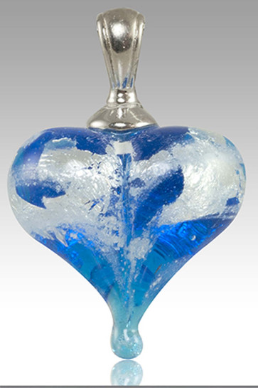 Precious Metals Heart Cremation Pendant - Silver and Pulsar