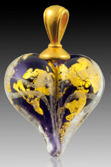Precious Metals Heart Cremation Pendant - Gold and Purple