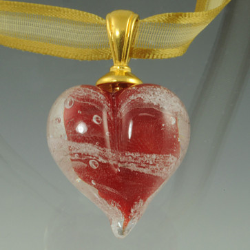 Loving Memory Glass Heart Cremation Pendant - Red