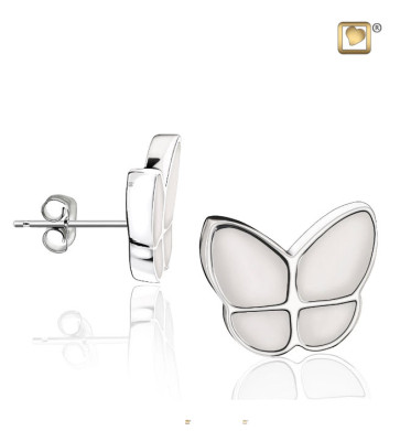 Wings of Hope Pearl White Enamel Butterfly Earrings