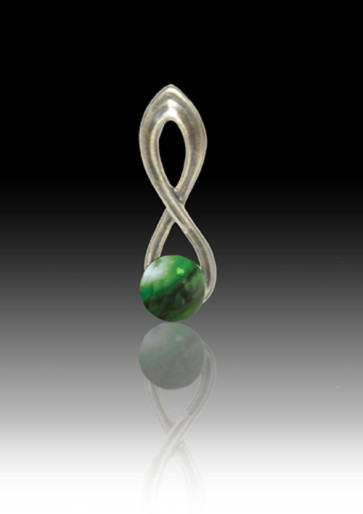 Infinity Glass Bead Pendant - Malachite - Sterling Silver