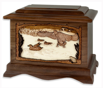 Marshland Melody Cremation Urn for Ashes with 3D Inlay Wood Art - Walnut