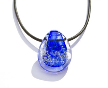 Ocean Blue Glass Cremation Pendant