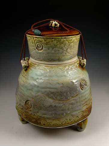 The Ocher Blue Soda Fired Ceramic Cremation Urn