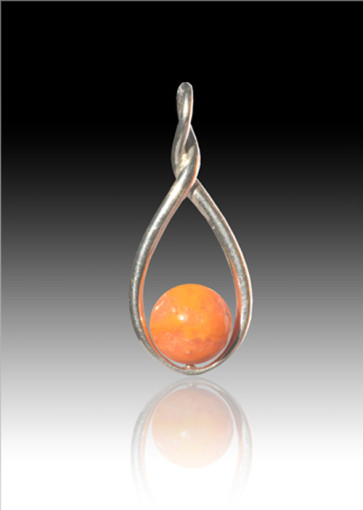 Melody Twist Cremation Pendant - Orange - Sterling Silver