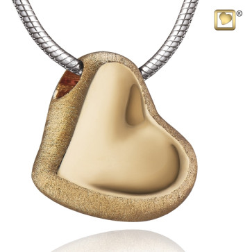 Gold Leaning Heart Two Tone Cremation Pendant for ashes