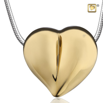 Gold LoveHeart Cremation Pendant for ashes