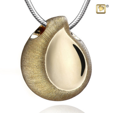 Gold TearDrop Two Tone Cremation Pendant that holds ashes