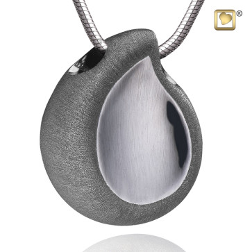 Silver Satin TearDrop Two Tone Cremation Pendant for ashes