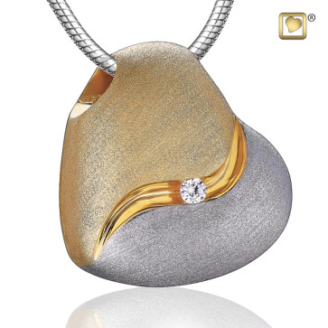 Gold Heartfelt Two Tone Cremation Pendant for ashes