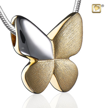 Gold Butterfly Two Tone Cremation Pendant for ashes