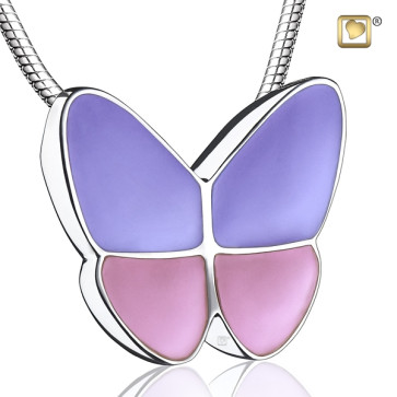 Wings of Hope Lavender and Pink Butterfly Cremation Pendant
