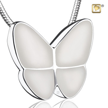 Wings of Hope Pearl White Butterfly Cremation Pendant