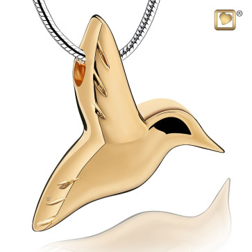 Hummingbird Sterling Silver Gold Vermeil Pendant for Ashes