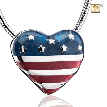 Stars and Stripes Heart Cremation Pendant
