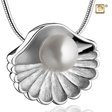 Sterling Silver Two-Tone Sea Shell with Pearl Pendant