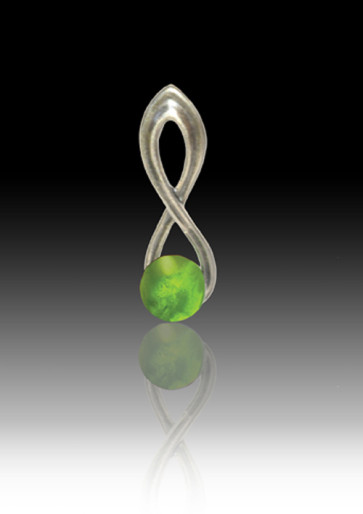 Infinity Glass Bead Pendant - Peridot - Sterling Silver