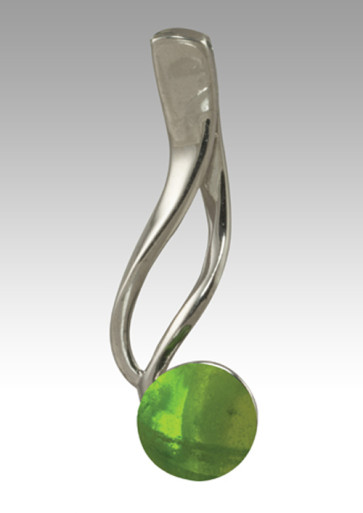 Tempo Glass Bead Cremation Pendant - Peridot - Sterling Silver