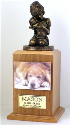 My Best Dog Ever Urn with Magnetic Photo Holder and and Engraved Square Nameplate