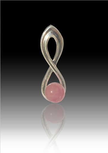 Infinity Glass Bead Pendant - Pink - Sterling Silver