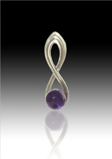 Infinity Glass Bead Pendant - Purple - Sterling Silver