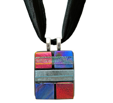 Quilted Dichroic Glass #04 Cremation Pendant