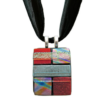 Quilted Dichroic Glass #05 Cremation Pendant