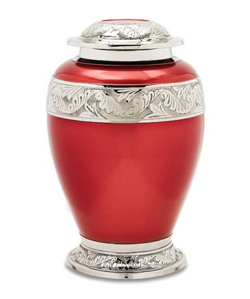 Red and Silver Brass Urn