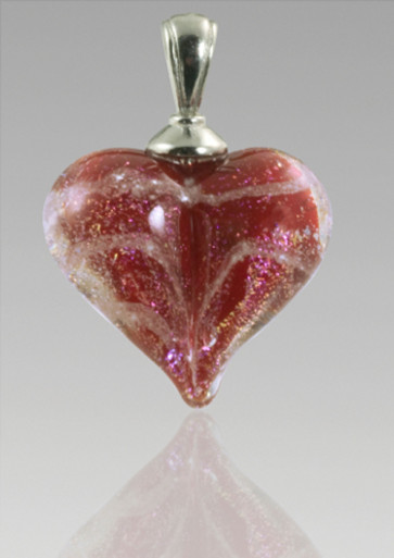 Loving Memory Heart Cremation Pendant - Red Iridescent