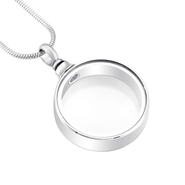 Ring of Love Stainless Steel & Glass Cremation Pendant for ashes