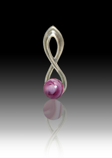 Infinity Glass Bead Pendant - Rose Swirl - Sterling Silver