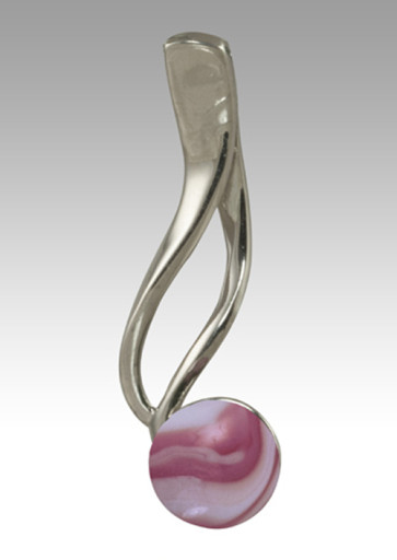 Tempo Glass Bead Cremation Pendant - Rose Swirl - Sterling Silver