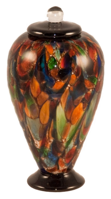 Deco Autumn Hand Blown Glass Pet Cremation Urn
