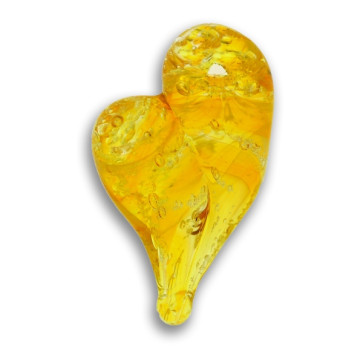 Sunshine Yellow Glass Heart Cremation Pendant with ashes