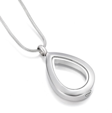 Teardrop Stainless Steel & Glass Cremation Pendant