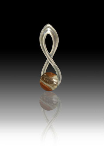 Infinity Glass Bead Pendant - Tiger - Sterling Silver