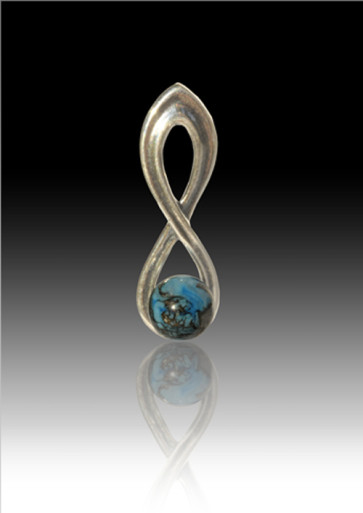 Infinity Glass Bead Pendant - Turquoise - Sterling Silver