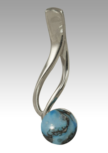 Tempo Glass Bead Cremation Pendant - Turquoise - Sterling Silver