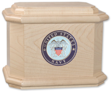 Diplomat Urn with Military Medallion - Maple
