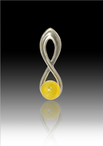 Infinity Glass Bead Pendant - Yellow - Sterling Silver